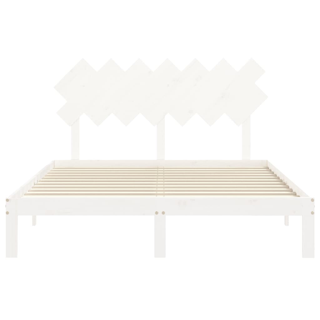 vidaXL Cadru de pat fără saltea, alb, 140x190 cm, lemn masiv de pin vidaXL Cadru de pat fără saltea, alb, 140x190 cm, lemn masiv de pin