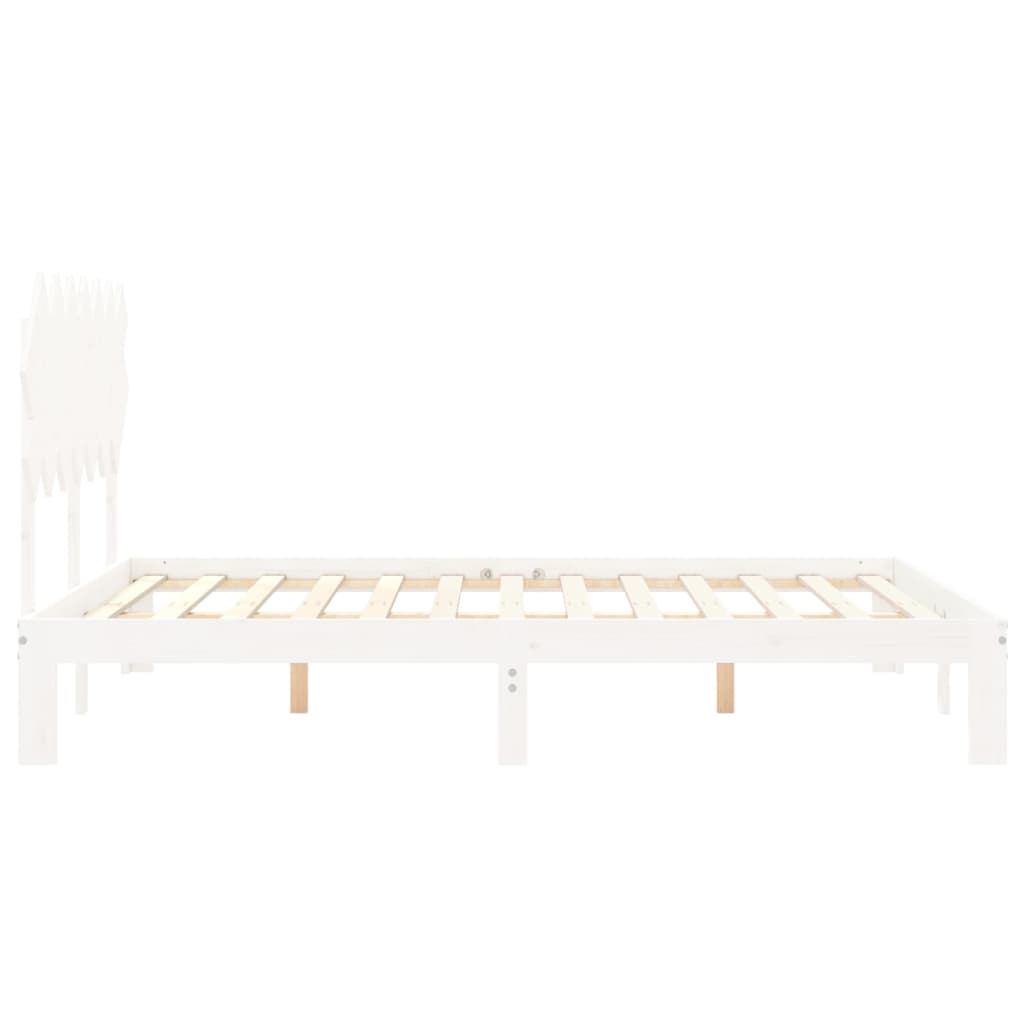vidaXL Cadru de pat fără saltea, alb, 140x190 cm, lemn masiv de pin vidaXL Cadru de pat fără saltea, alb, 140x190 cm, lemn masiv de pin
