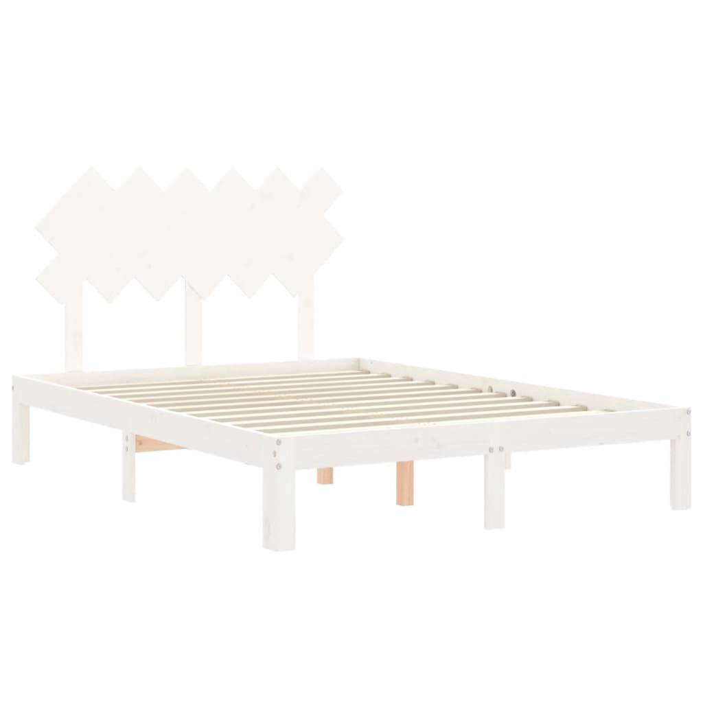 vidaXL Cadru de pat fără saltea, alb, 120x200 cm, lemn masiv pin vidaXL Cadru de pat fără saltea, alb, 120x200 cm, lemn masiv pin