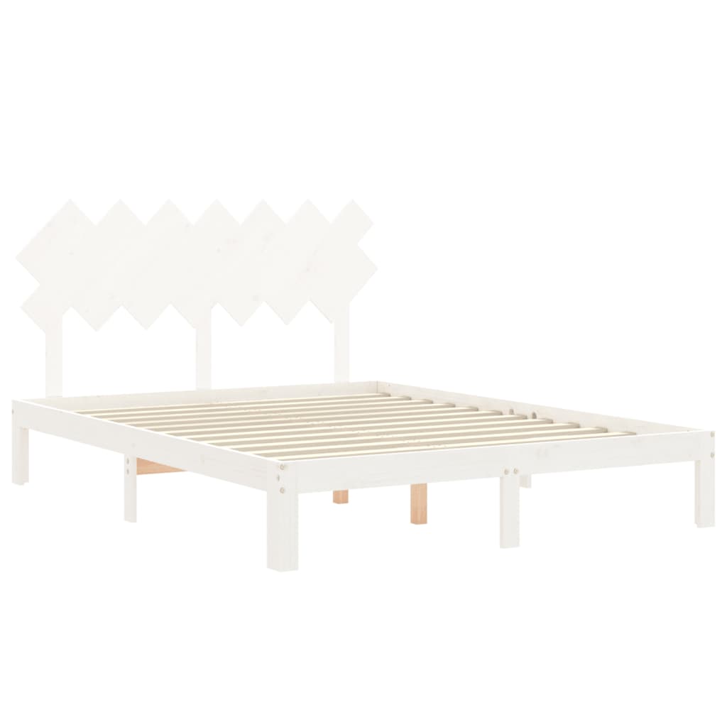 vidaXL Cadru de pat fără saltea, alb, 140x200 cm, lemn masiv pin vidaXL Cadru de pat fără saltea, alb, 140x200 cm, lemn masiv pin