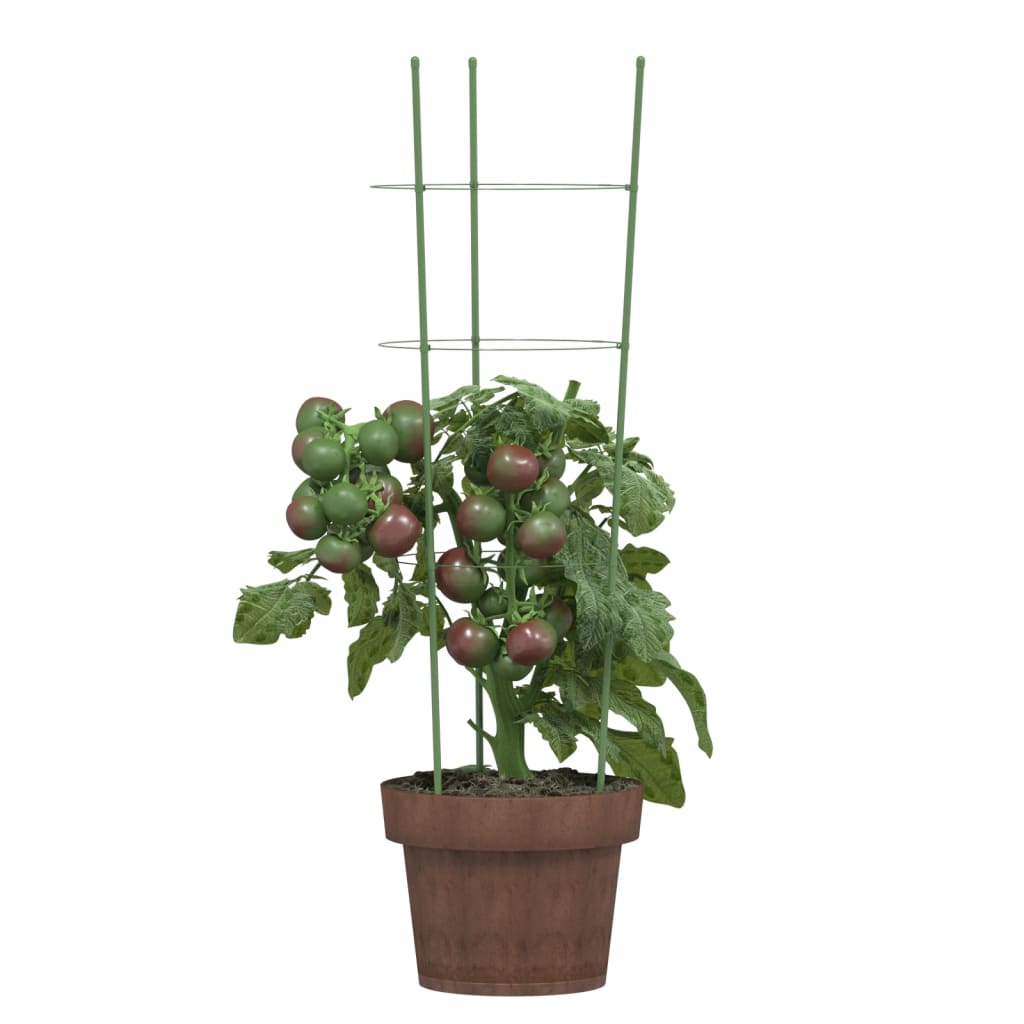 vidaXL Suport plante de grădină cu 3 inele, 5 buc, verde, 60 cm, oțel vidaXL Suport plante de grădină cu 3 inele, 5 buc, verde, 60 cm, oțel