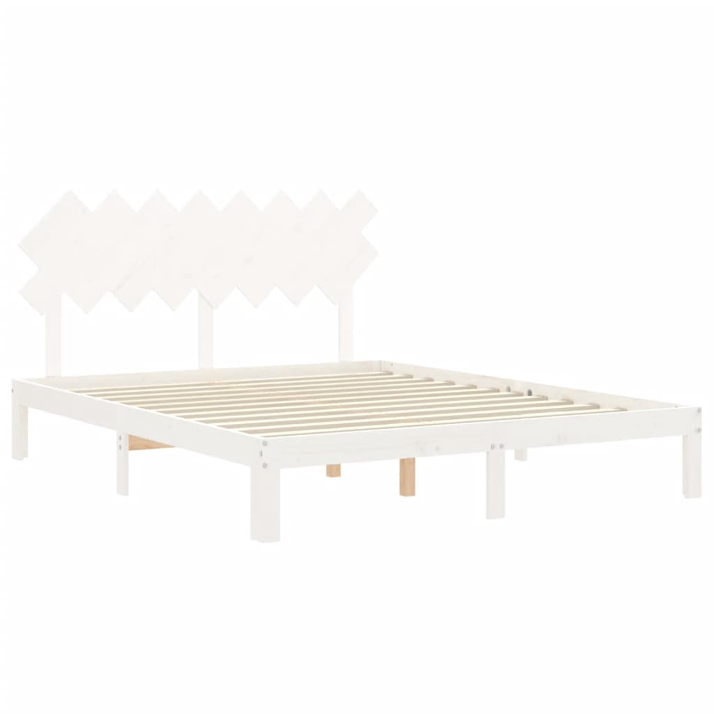 vidaXL Cadru de pat fără saltea, alb, 160x200 cm, lemn masiv pin