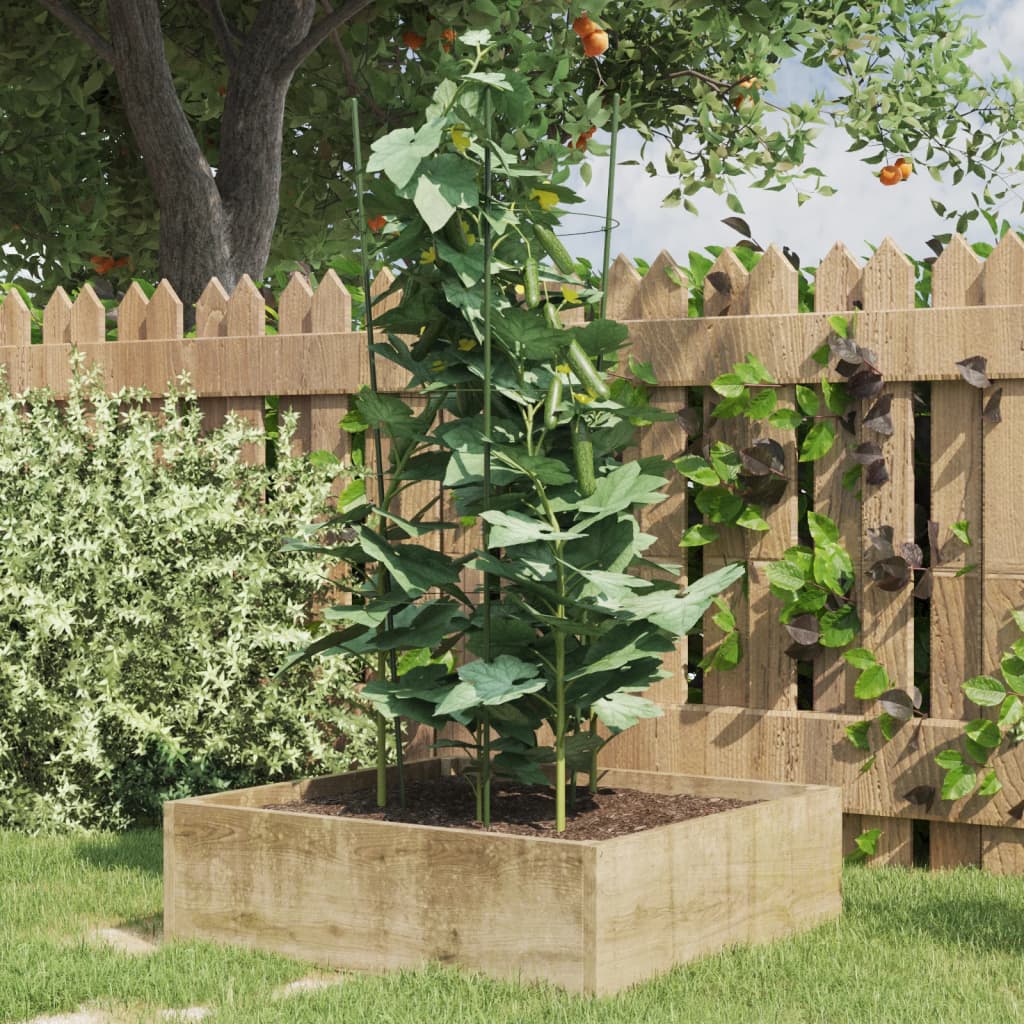 vidaXL Suport plante de grădină cu 3 inele, 5 buc, verde, 45 cm, oțel vidaXL Suport plante de grădină cu 3 inele, 5 buc, verde, 45 cm, oțel