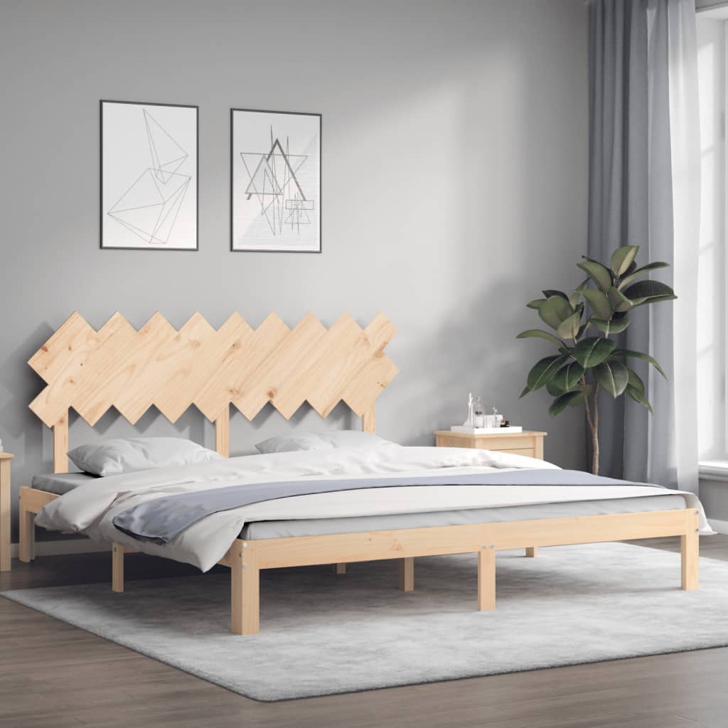 vidaXL Cadru de pat cu tăblie Super King Size, lemn masiv