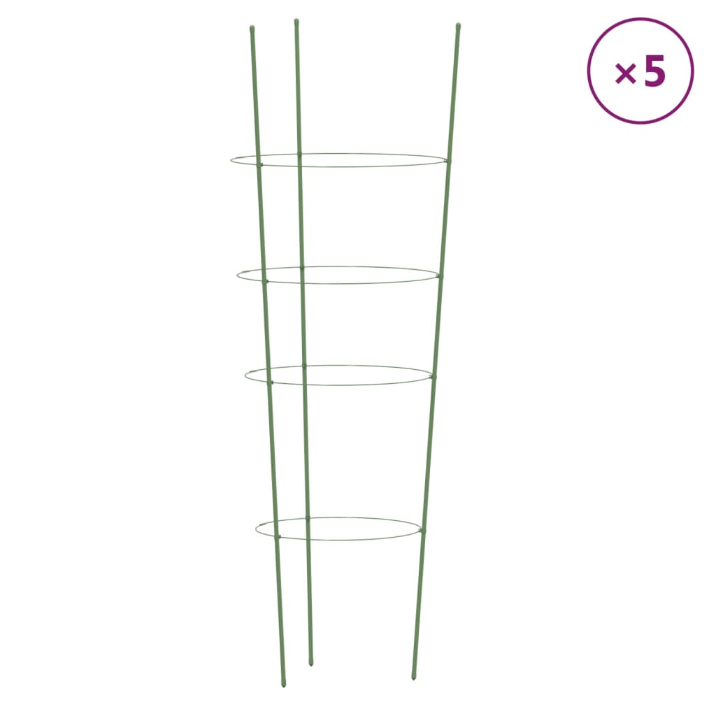 vidaXL Suport plante de grădină cu 4 inele, 5 buc, verde, 45 cm, oțel vidaXL Suport plante de grădină cu 4 inele, 5 buc, verde, 45 cm, oțel