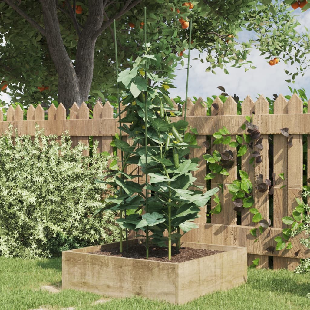 vidaXL Suport plante de grădină cu 4 inele, 5 buc, verde, 45 cm, oțel vidaXL Suport plante de grădină cu 4 inele, 5 buc, verde, 45 cm, oțel