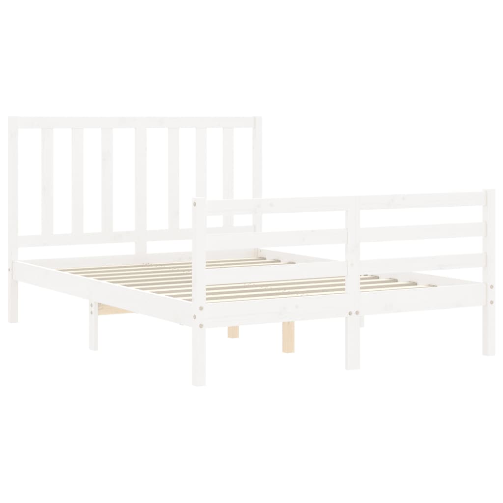 vidaXL Cadru de pat fără saltea, alb, 140x190 cm, lemn masiv de pin
