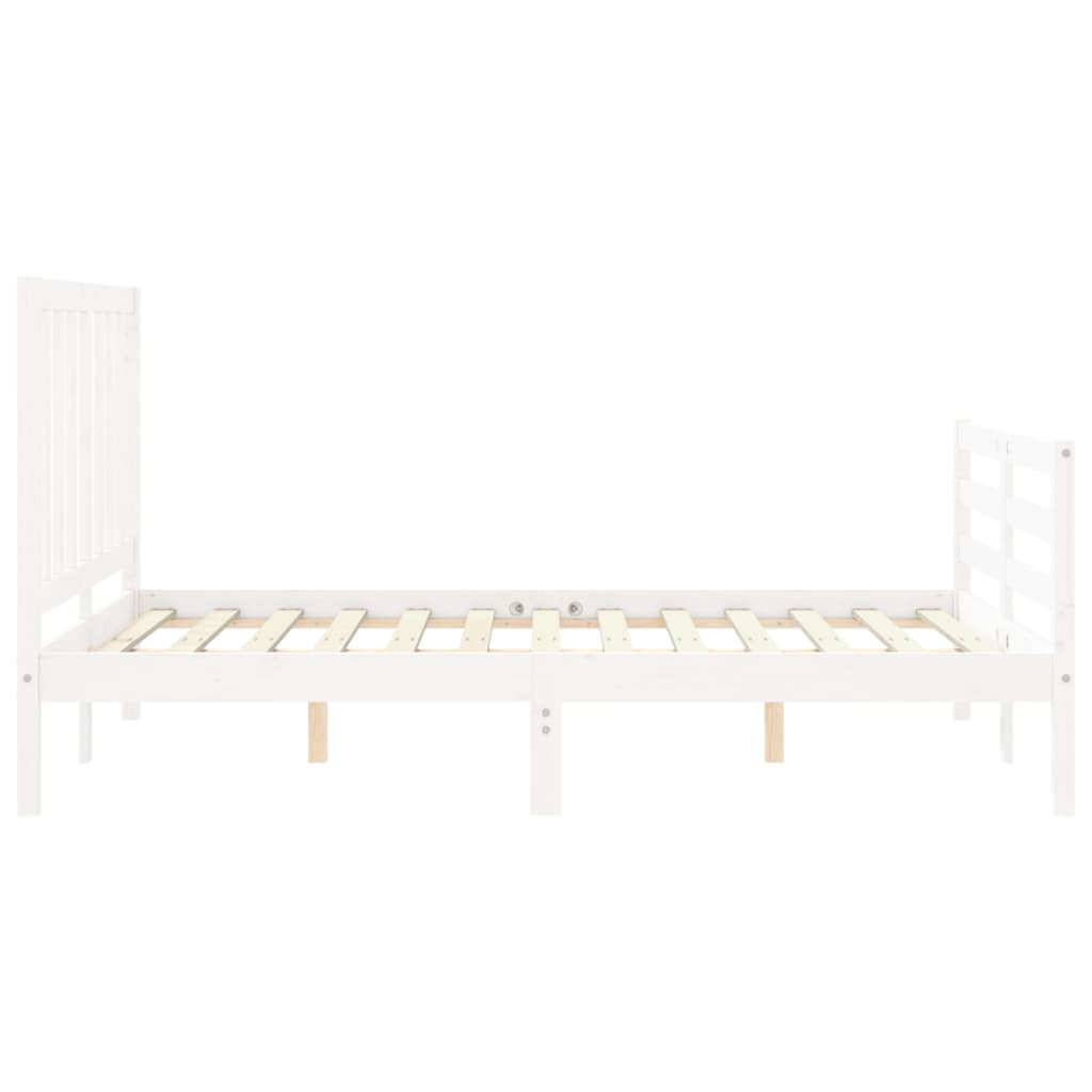 vidaXL Cadru de pat fără saltea, alb, 140x190 cm, lemn masiv de pin