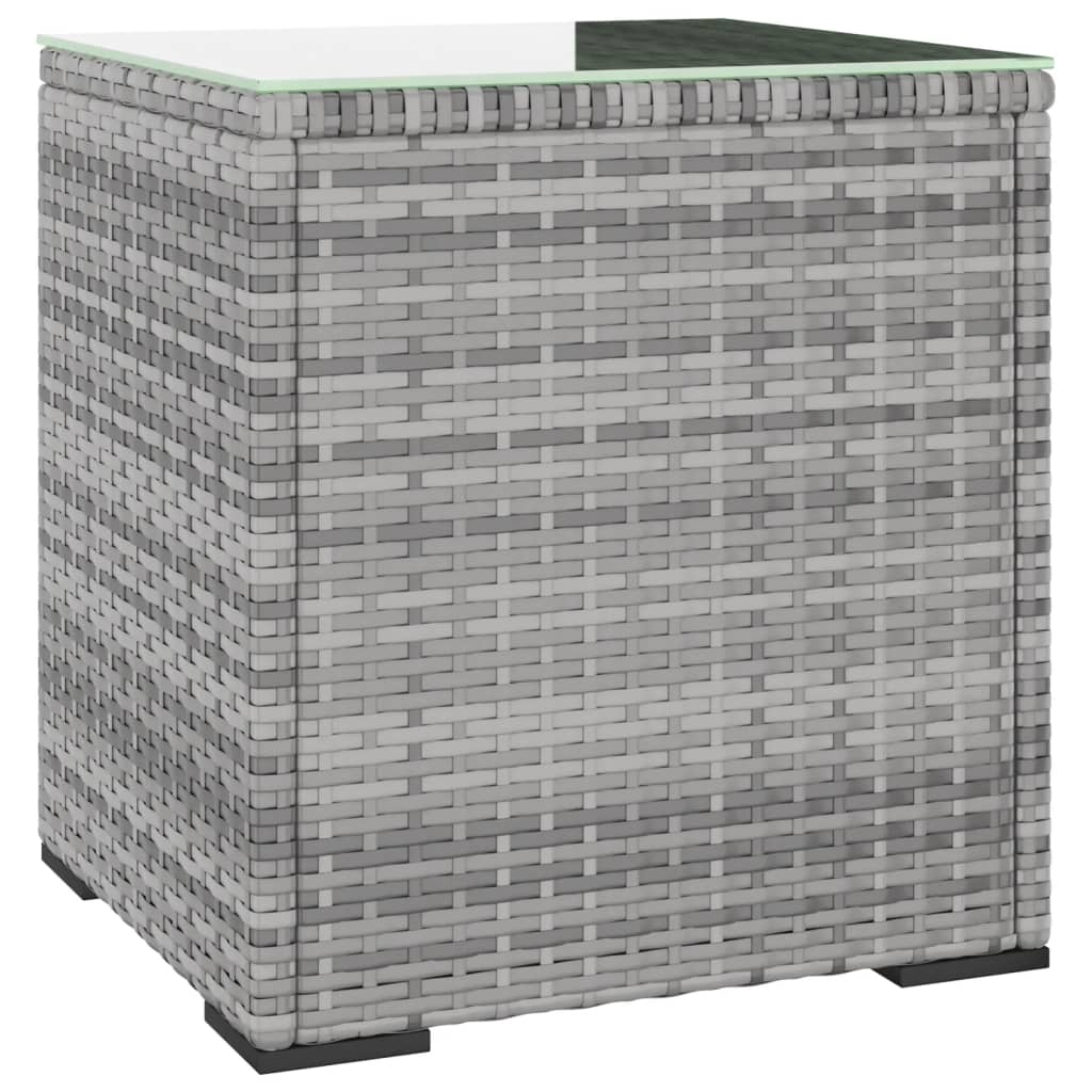 vidaXL Masă laterală, gri, 40x37x40,5 cm poliratan/sticlă securizată vidaXL Masă laterală, gri, 40x37x40,5 cm poliratan/sticlă securizată
