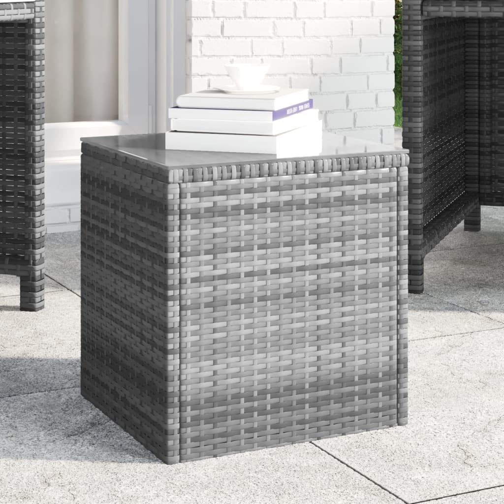 vidaXL Masă laterală, gri, 40x37x40,5 cm poliratan/sticlă securizată vidaXL Masă laterală, gri, 40x37x40,5 cm poliratan/sticlă securizată