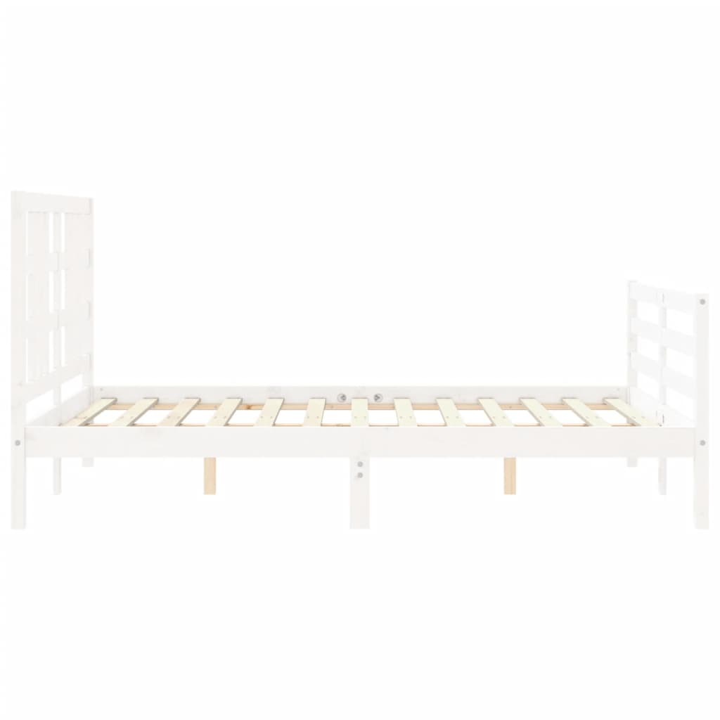 vidaXL Cadru de pat cu tăblie, alb, king size, lemn masiv vidaXL Cadru de pat cu tăblie, alb, king size, lemn masiv