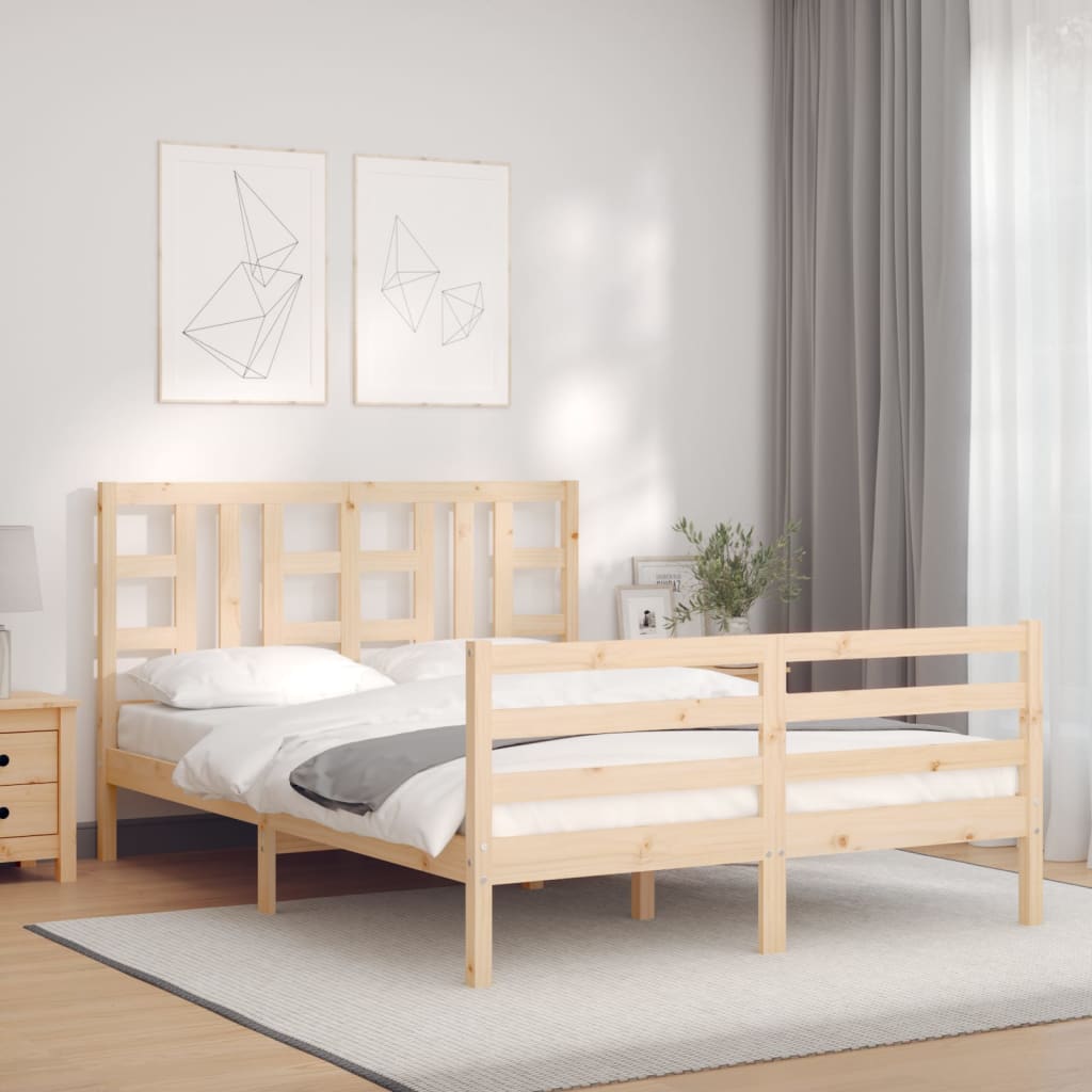 vidaXL Cadru de pat cu tăblie, 160x200 cm, lemn masiv vidaXL Cadru de pat cu tăblie, 160x200 cm, lemn masiv