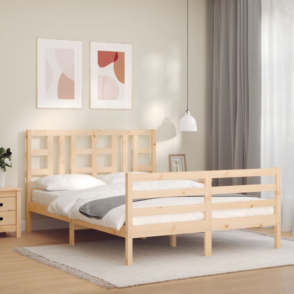 vidaXL Cadru de pat cu tăblie, 160x200 cm, lemn masiv vidaXL Cadru de pat cu tăblie, 160x200 cm, lemn masiv