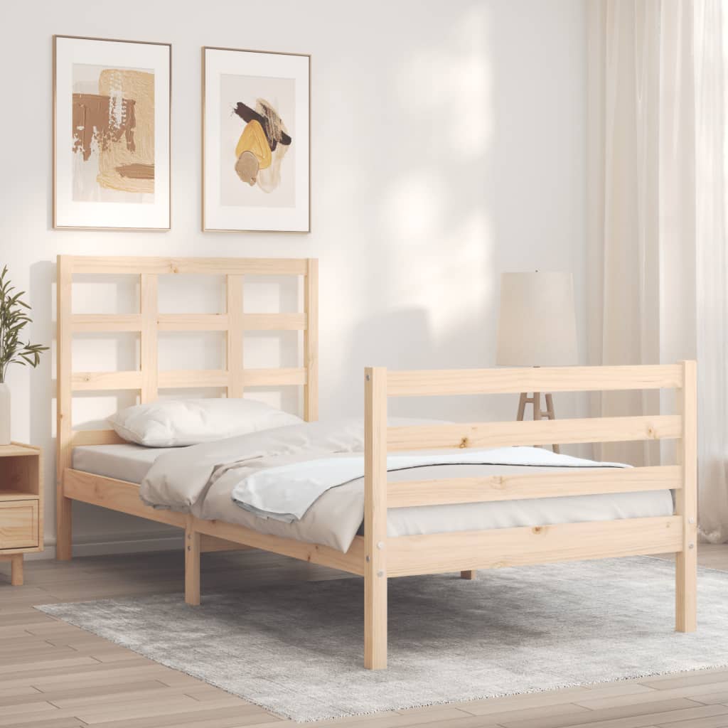 vidaXL Cadru de pat cu tăblie, 90x200 cm, lemn masiv vidaXL Cadru de pat cu tăblie, 90x200 cm, lemn masiv