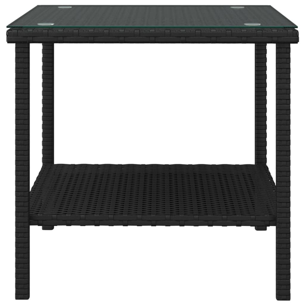 vidaXL Masă laterală, negru, 45x45x45 cm poliratan/sticlă securizată vidaXL Masă laterală, negru, 45x45x45 cm poliratan/sticlă securizată