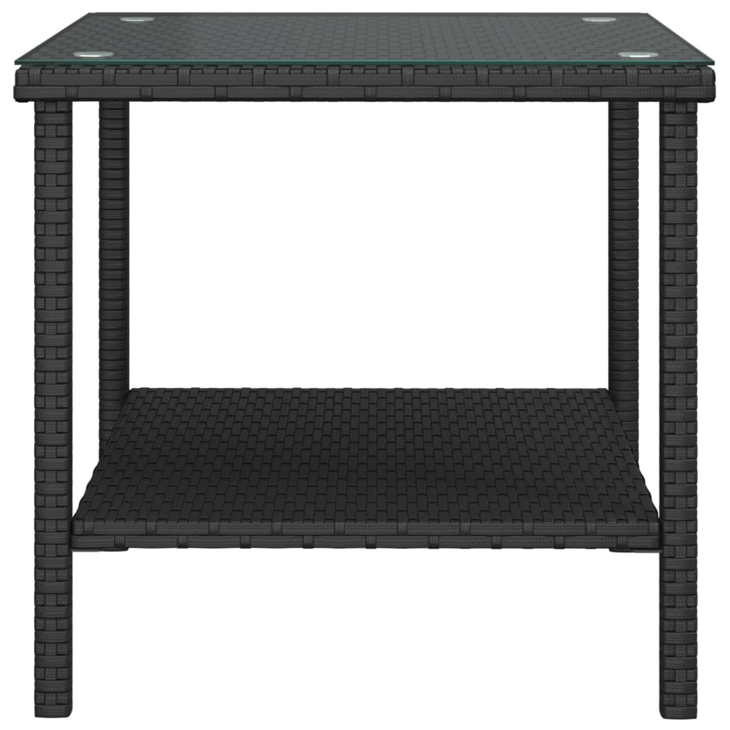 vidaXL Masă laterală, negru, 45x45x45 cm poliratan/sticlă securizată vidaXL Masă laterală, negru, 45x45x45 cm poliratan/sticlă securizată