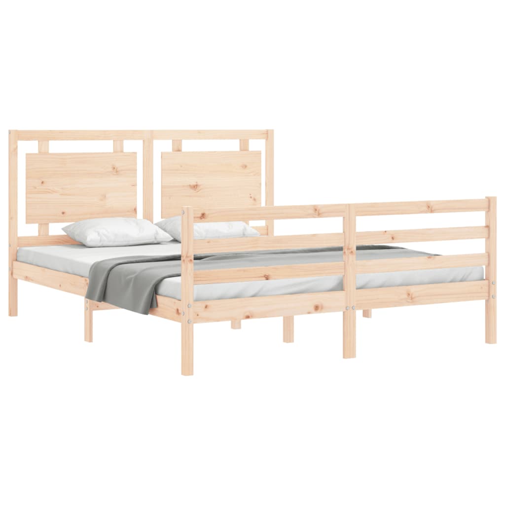 vidaXL Cadru de pat cu tăblie, king size, lemn masiv vidaXL Cadru de pat cu tăblie, king size, lemn masiv