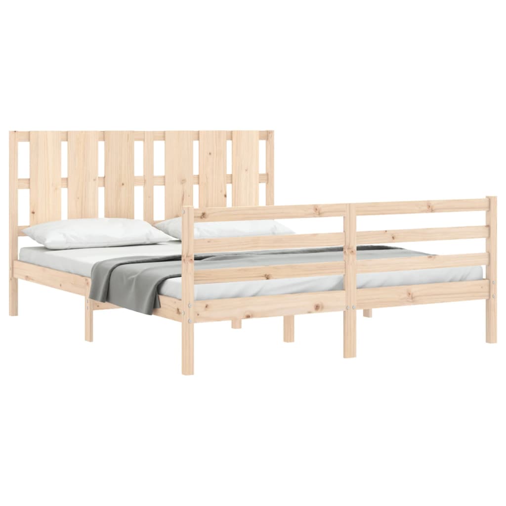 vidaXL Cadru de pat cu tăblie, king size, lemn masiv vidaXL Cadru de pat cu tăblie, king size, lemn masiv