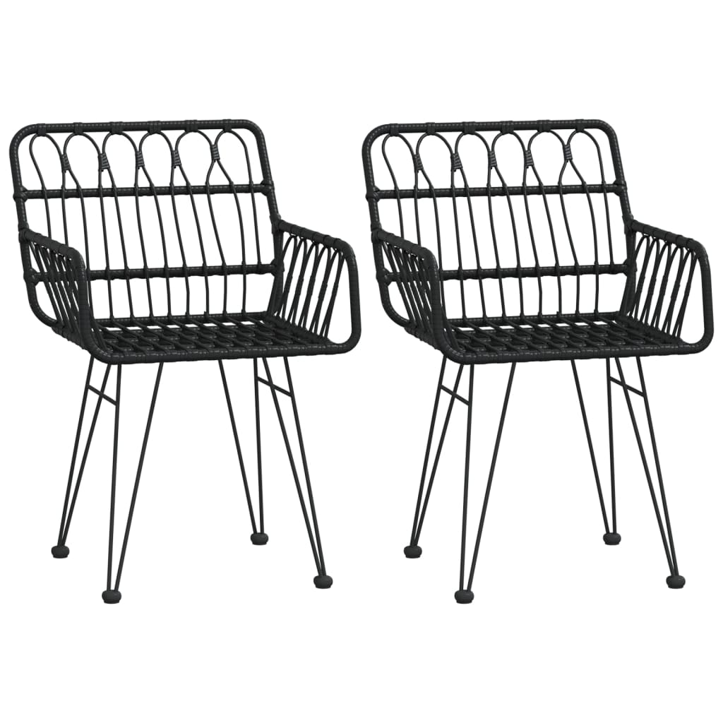 vidaXL Scaune de grădină cu cotiere 2 buc. negru 56x64x80 cm ratan PE vidaXL Scaune de grădină cu cotiere 2 buc. negru 56x64x80 cm ratan PE