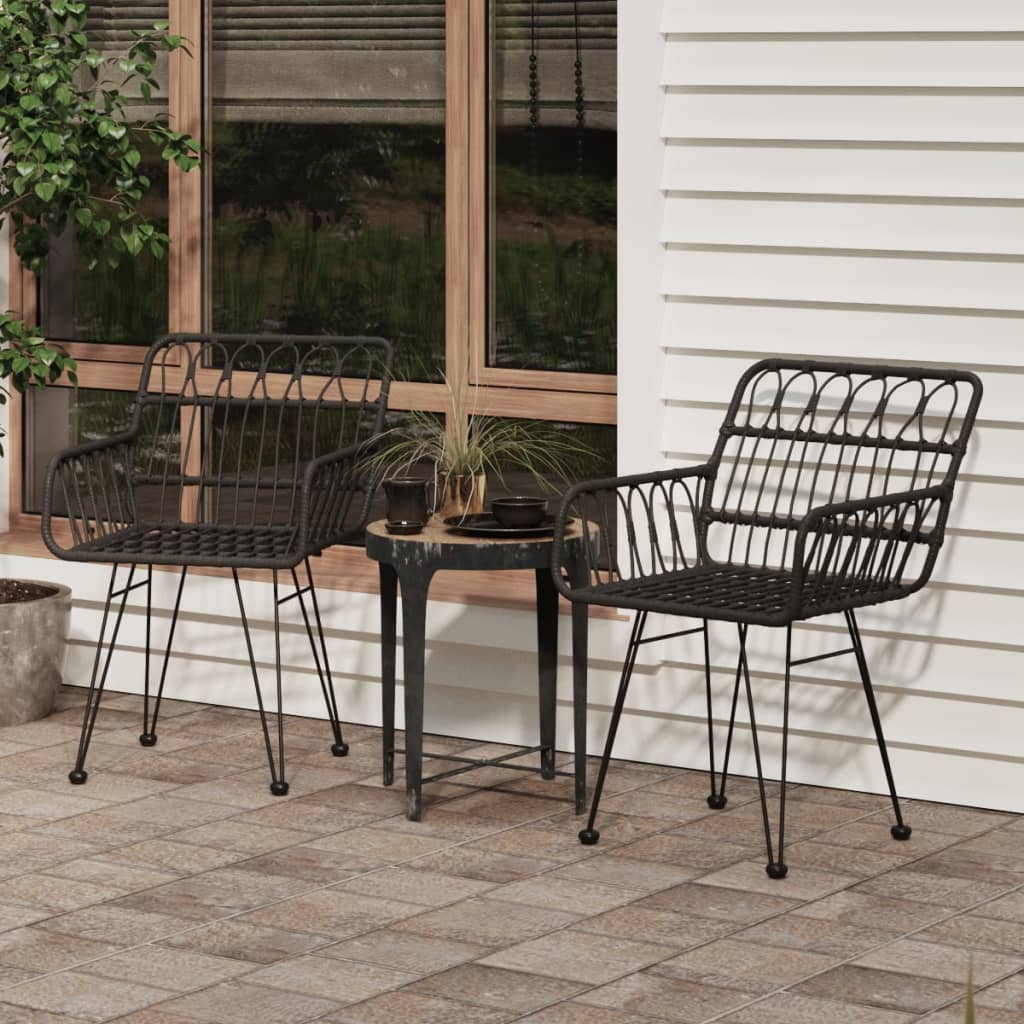 vidaXL Scaune de grădină cu cotiere 2 buc. negru 56x64x80 cm ratan PE vidaXL Scaune de grădină cu cotiere 2 buc. negru 56x64x80 cm ratan PE