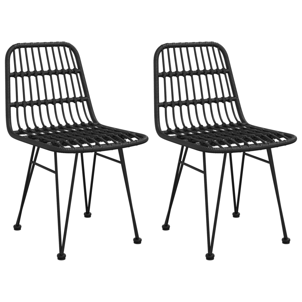 vidaXL Scaune de grădină 2 buc., negru, 48x62x84 cm, ratan PE vidaXL Scaune de grădină 2 buc., negru, 48x62x84 cm, ratan PE