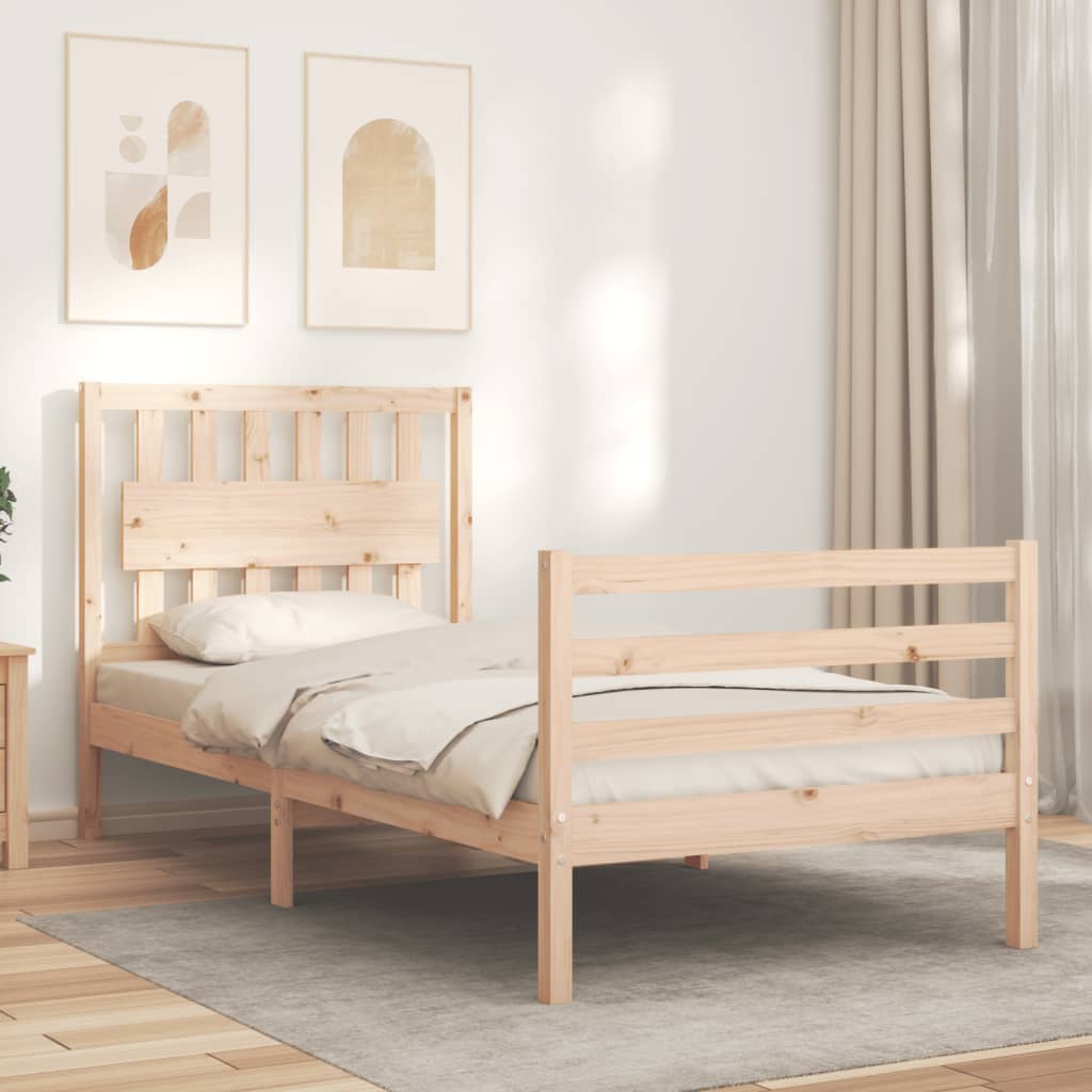 vidaXL Cadru de pat cu tăblie, 90x200 cm, lemn masiv vidaXL Cadru de pat cu tăblie, 90x200 cm, lemn masiv
