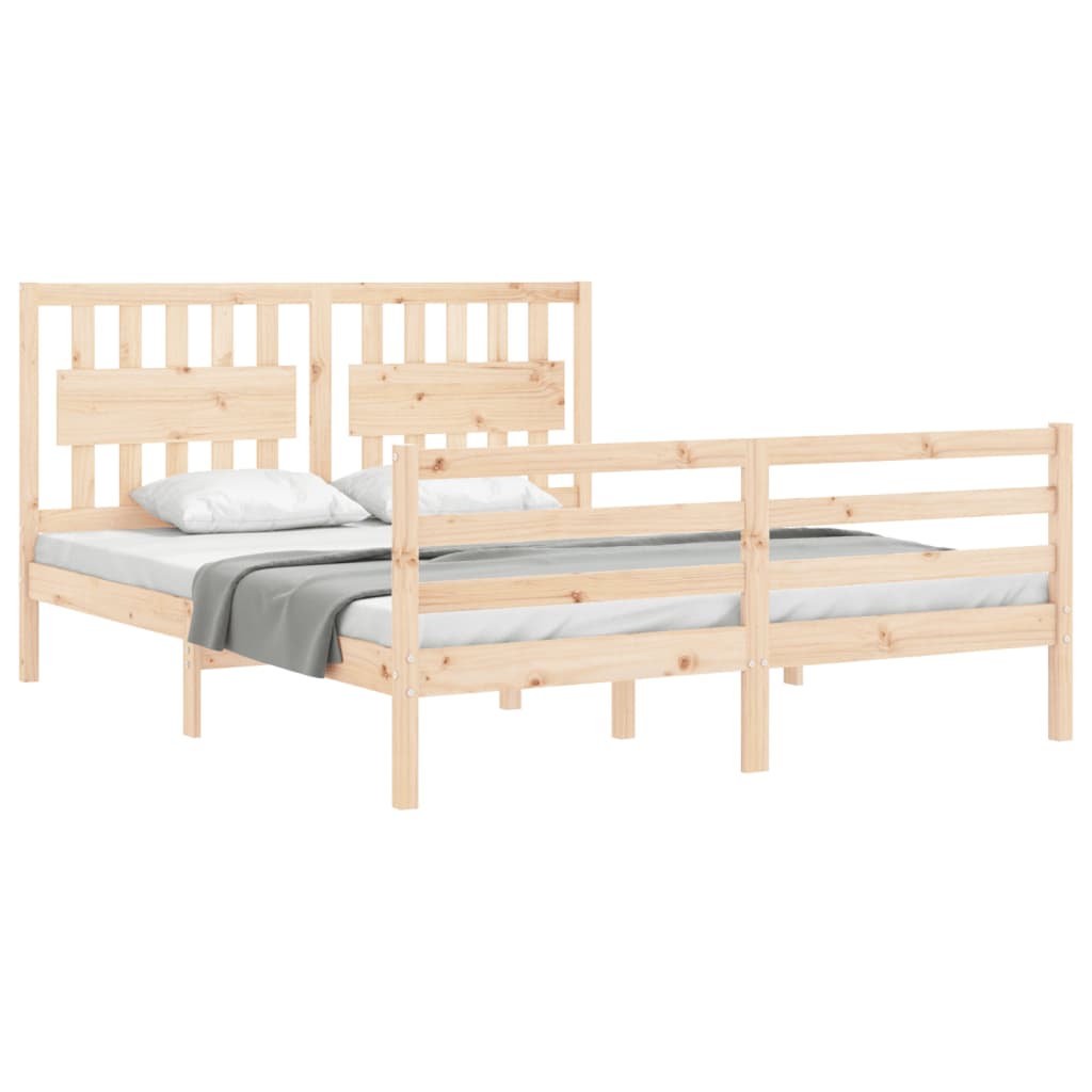 vidaXL Cadru de pat cu tăblie, king size, lemn masiv vidaXL Cadru de pat cu tăblie, king size, lemn masiv