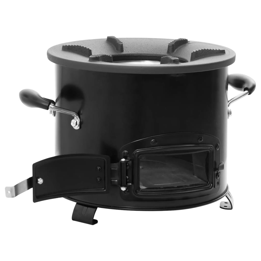 vidaXL Aragaz cu lemne pentru camping, negru, 36x26x22,5 cm, metal vidaXL Aragaz cu lemne pentru camping, negru, 36x26x22,5 cm, metal