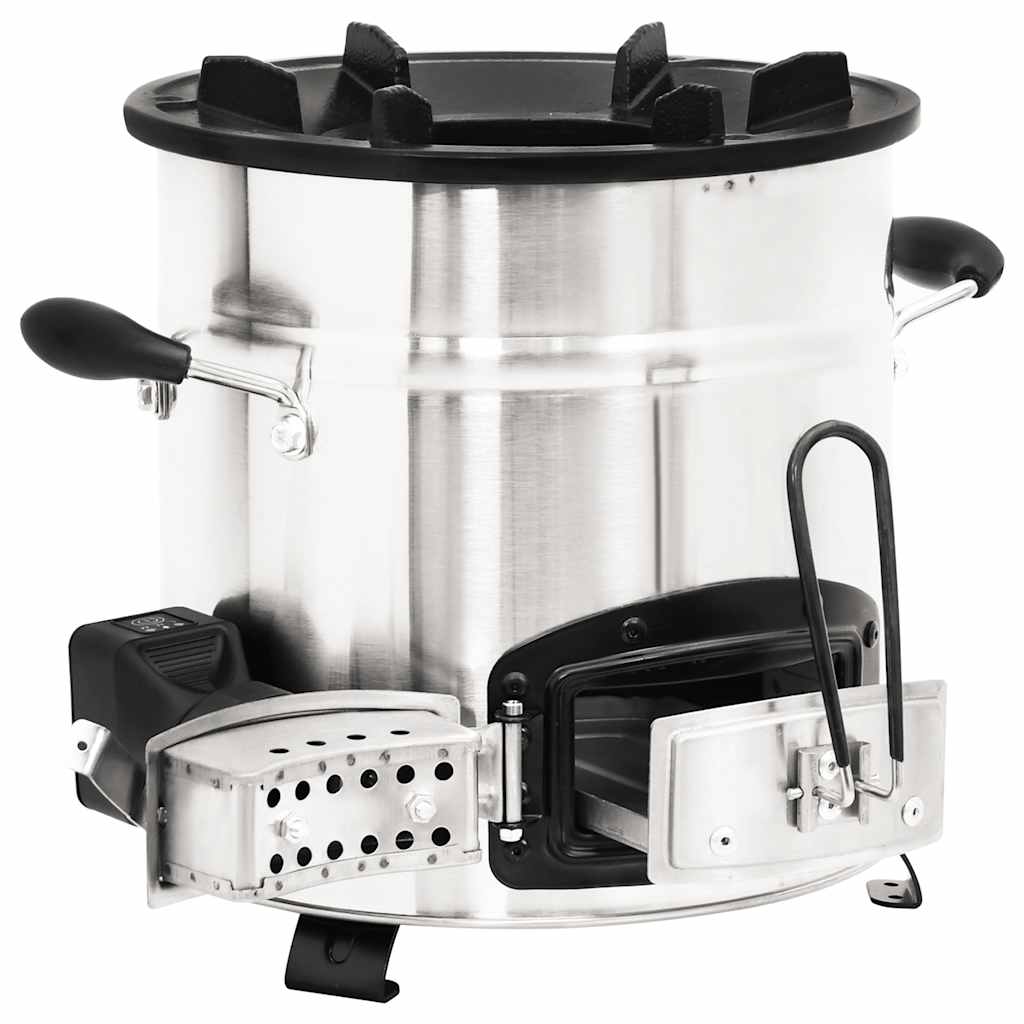 vidaXL Aragaz cu lemne, cu ventilator USB argintiu, 35,5x26x28 cm oțel vidaXL Aragaz cu lemne, cu ventilator USB argintiu, 35,5x26x28 cm oțel