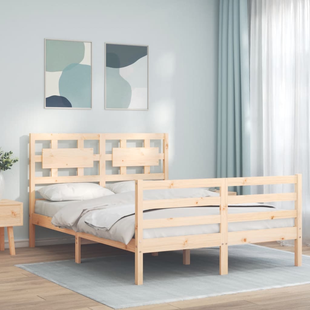 vidaXL Cadru de pat cu tăblie, 120x200 cm, lemn masiv vidaXL Cadru de pat cu tăblie, 120x200 cm, lemn masiv