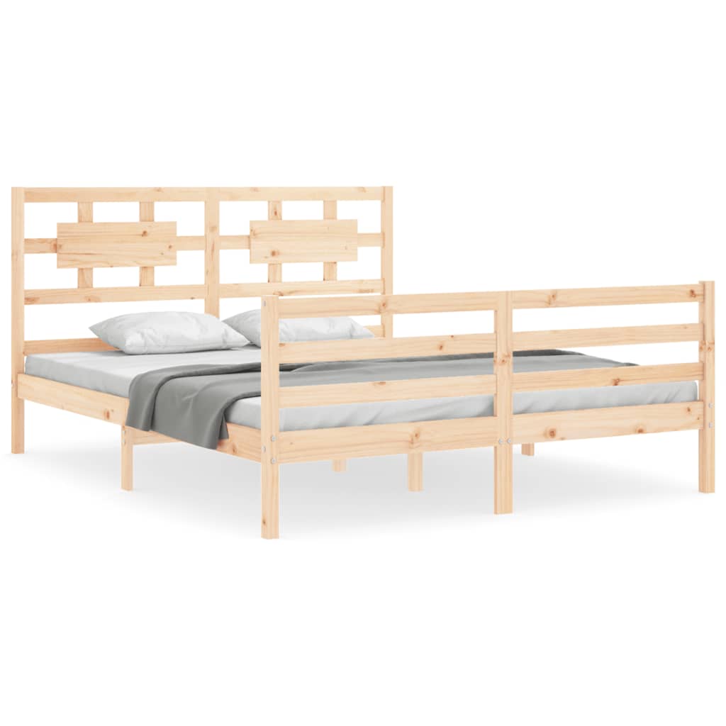 vidaXL Cadru de pat cu tăblie, king size, lemn masiv vidaXL Cadru de pat cu tăblie, king size, lemn masiv