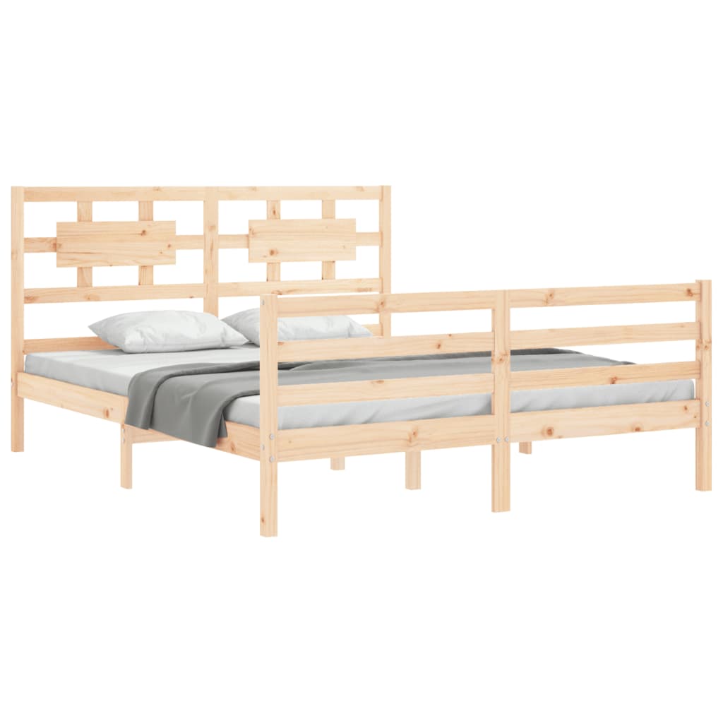 vidaXL Cadru de pat cu tăblie, king size, lemn masiv vidaXL Cadru de pat cu tăblie, king size, lemn masiv