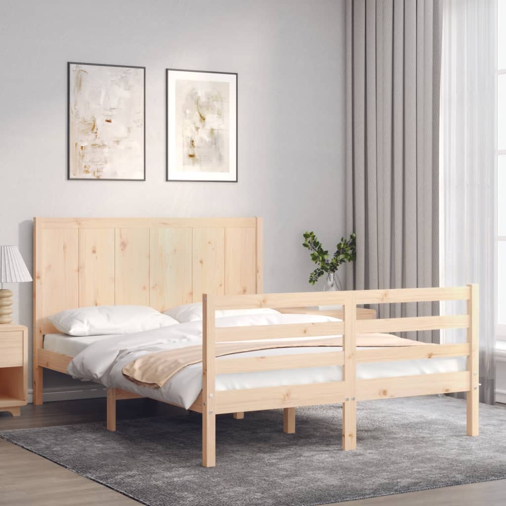 vidaXL Cadru de pat cu tăblie, 140x200 cm, lemn masiv vidaXL Cadru de pat cu tăblie, 140x200 cm, lemn masiv