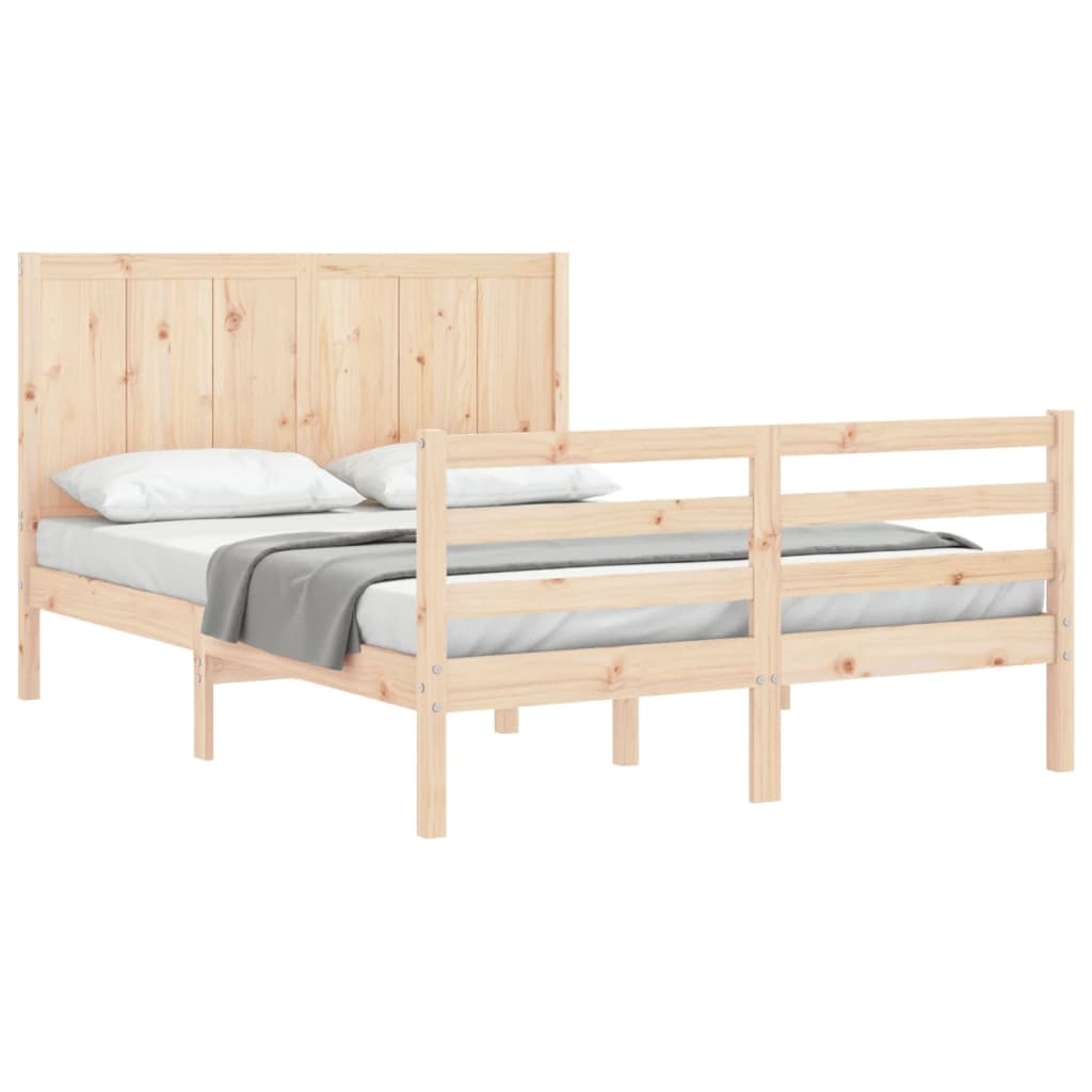 vidaXL Cadru de pat cu tăblie, king size, lemn masiv vidaXL Cadru de pat cu tăblie, king size, lemn masiv
