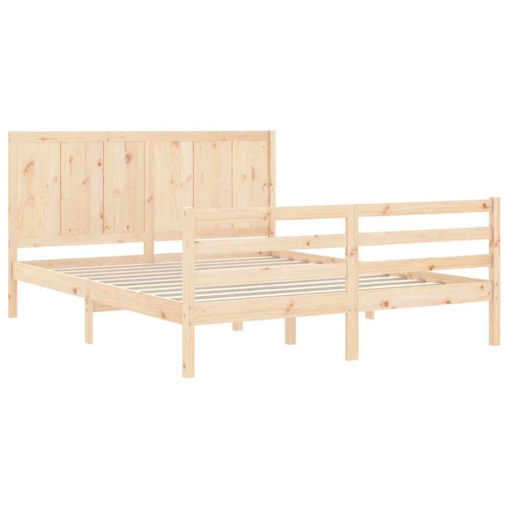 vidaXL Cadru de pat cu tăblie, king size, lemn masiv vidaXL Cadru de pat cu tăblie, king size, lemn masiv