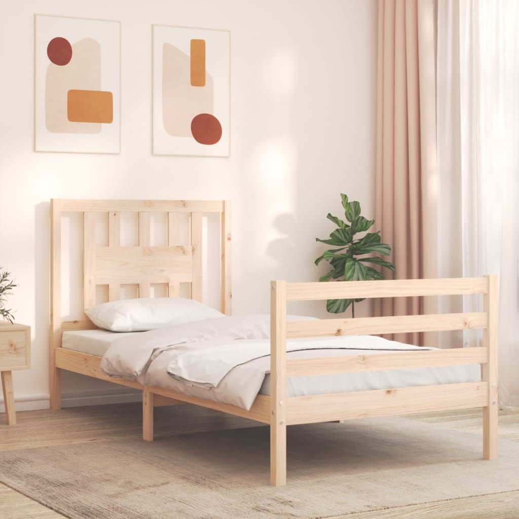 vidaXL Cadru de pat cu tăblie, 90x200 cm, lemn masiv vidaXL Cadru de pat cu tăblie, 90x200 cm, lemn masiv