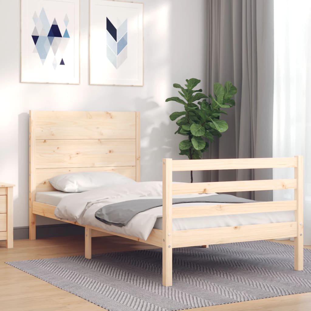 vidaXL Cadru de pat cu tăblie, 100x200 cm, lemn masiv vidaXL Cadru de pat cu tăblie, 100x200 cm, lemn masiv