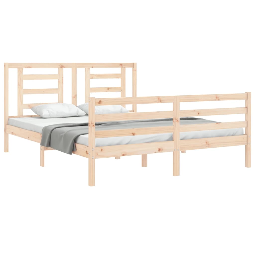 vidaXL Cadru de pat cu tăblie, king size, lemn masiv vidaXL Cadru de pat cu tăblie, king size, lemn masiv