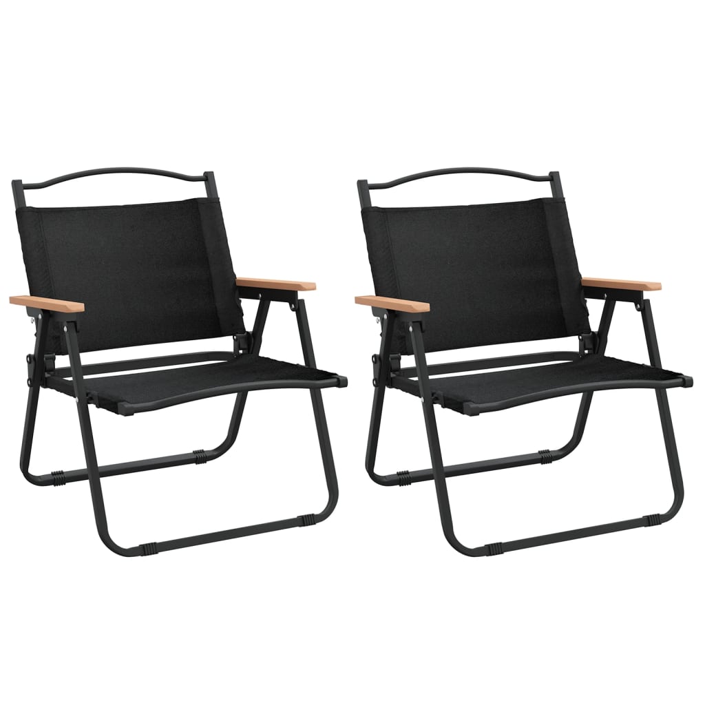 vidaXL Scaune de camping, 2 buc., negru, 54x43x59 cm, țesătură Oxford