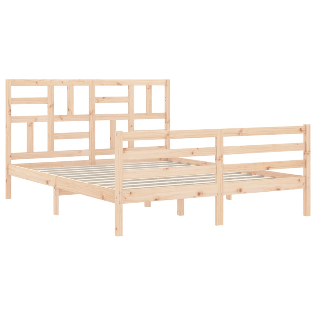 vidaXL Cadru de pat cu tăblie, king size, lemn masiv vidaXL Cadru de pat cu tăblie, king size, lemn masiv