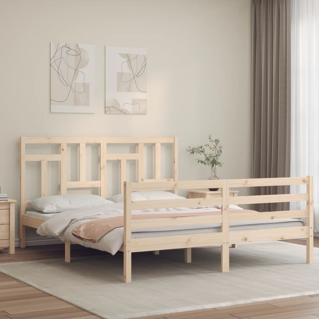 vidaXL Cadru de pat cu tăblie, 160x200 cm, lemn masiv vidaXL Cadru de pat cu tăblie, 160x200 cm, lemn masiv