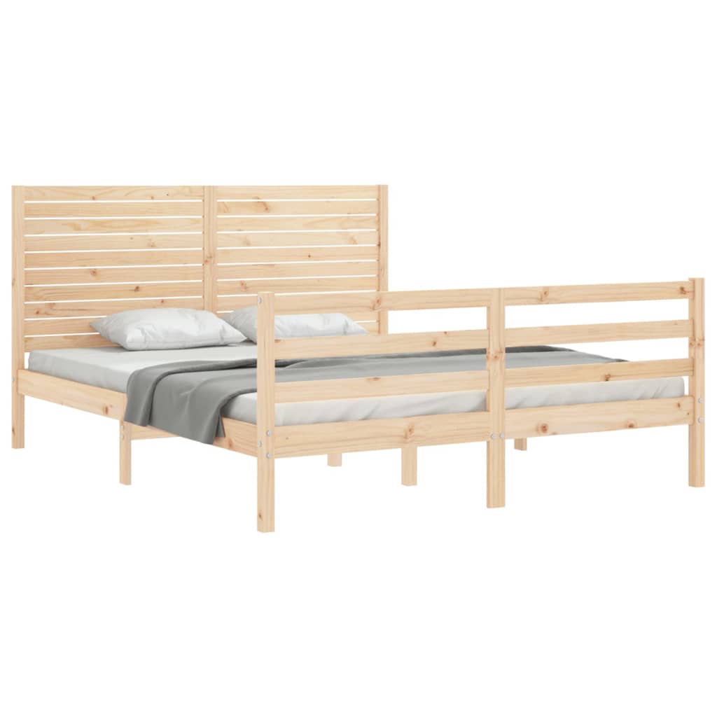 vidaXL Cadru de pat cu tăblie, king size, lemn masiv vidaXL Cadru de pat cu tăblie, king size, lemn masiv