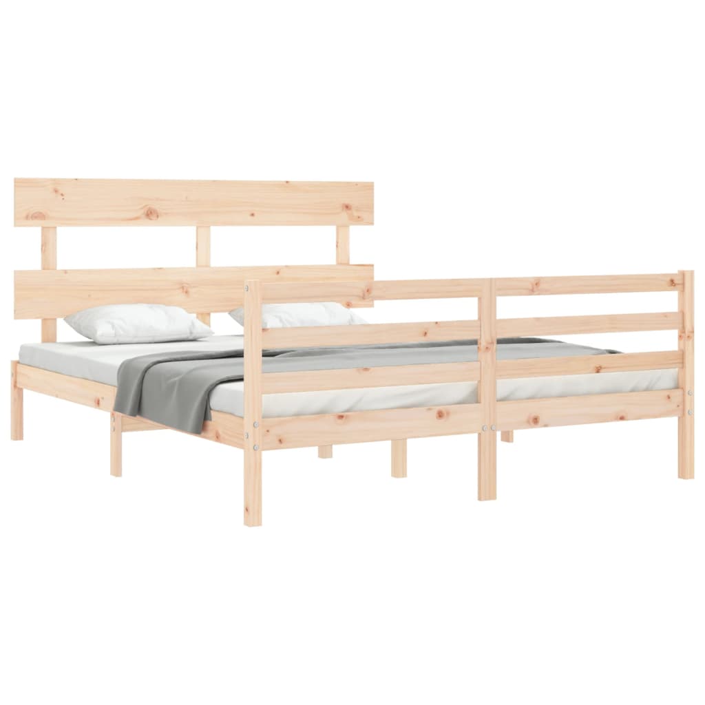 vidaXL Cadru de pat cu tăblie, king size, lemn masiv vidaXL Cadru de pat cu tăblie, king size, lemn masiv
