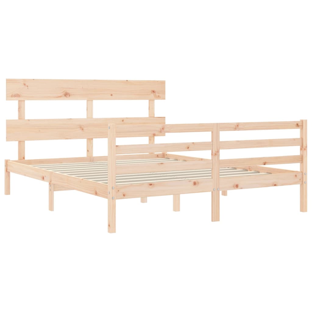vidaXL Cadru de pat cu tăblie, king size, lemn masiv vidaXL Cadru de pat cu tăblie, king size, lemn masiv