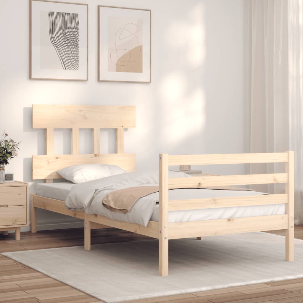 vidaXL Cadru de pat cu tăblie, 90x200 cm, lemn masiv vidaXL Cadru de pat cu tăblie, 90x200 cm, lemn masiv