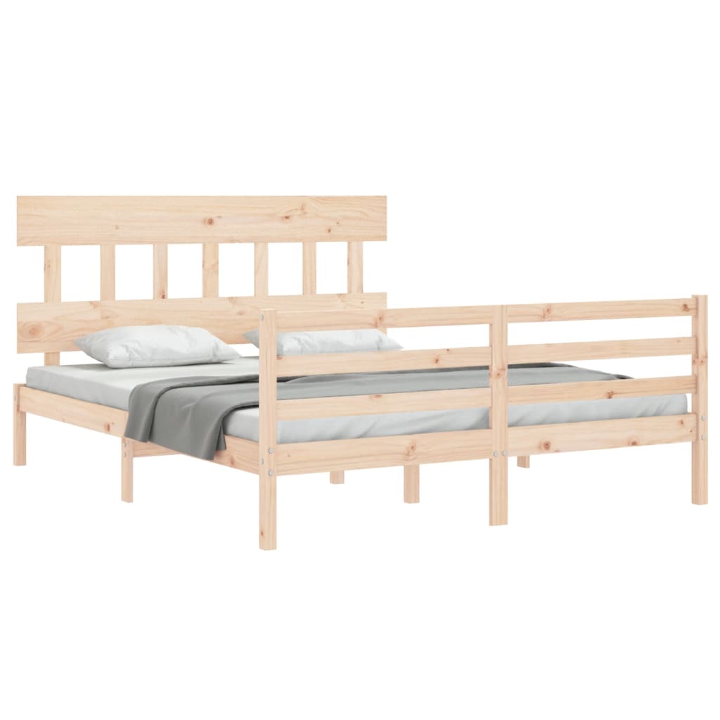 vidaXL Cadru de pat cu tăblie, king size, lemn masiv vidaXL Cadru de pat cu tăblie, king size, lemn masiv
