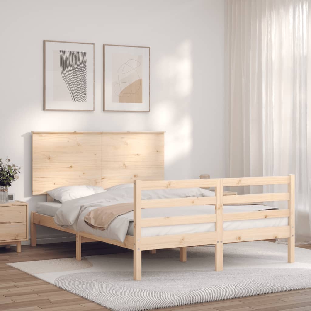 vidaXL Cadru de pat cu tăblie, 120x200 cm, lemn masiv vidaXL Cadru de pat cu tăblie, 120x200 cm, lemn masiv
