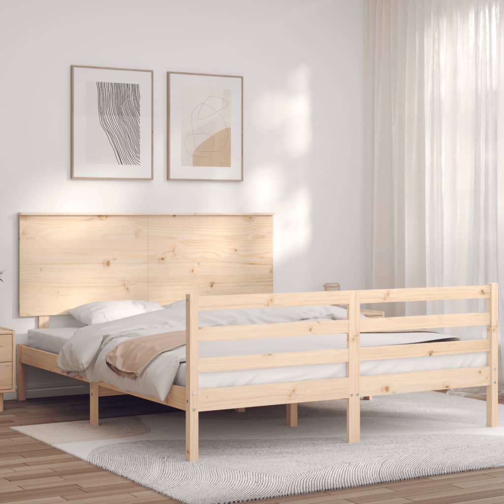 vidaXL Cadru de pat cu tăblie, 160x200 cm, lemn masiv vidaXL Cadru de pat cu tăblie, 160x200 cm, lemn masiv