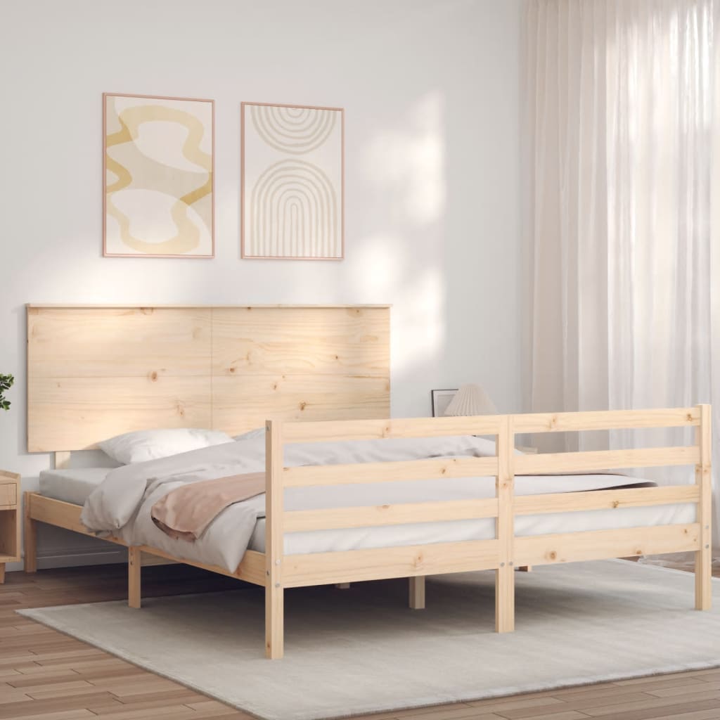 vidaXL Cadru de pat cu tăblie, 160x200 cm, lemn masiv vidaXL Cadru de pat cu tăblie, 160x200 cm, lemn masiv