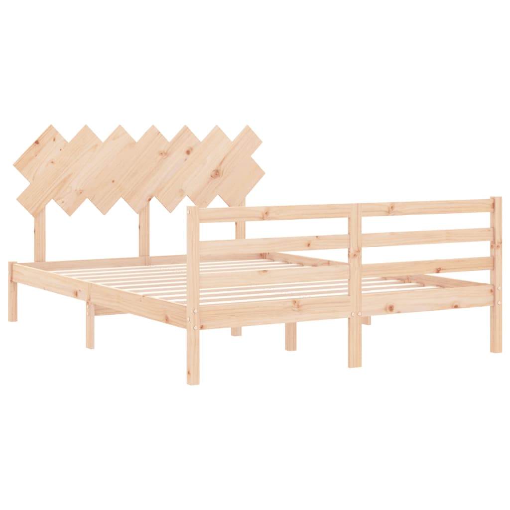 vidaXL Cadru de pat cu tăblie, king size, lemn masiv vidaXL Cadru de pat cu tăblie, king size, lemn masiv